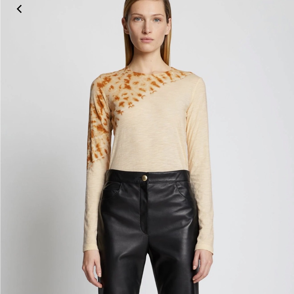 Proenza Schouler Tie Dyle Long Sleeve Cotton T-Shirt Ecru NWT